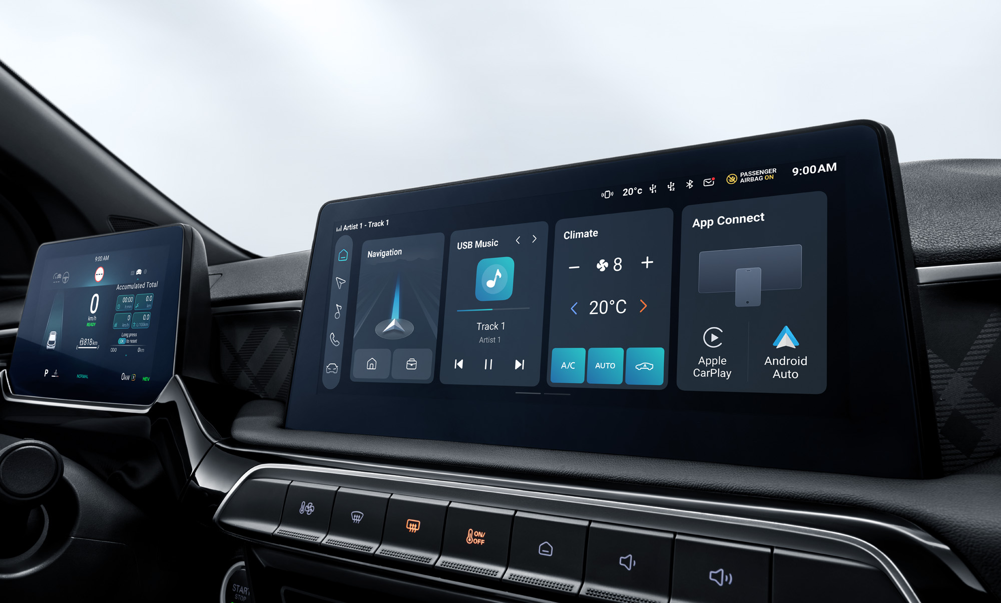 Image of 10.25 in touchscreen infotainment system of the MG3.
