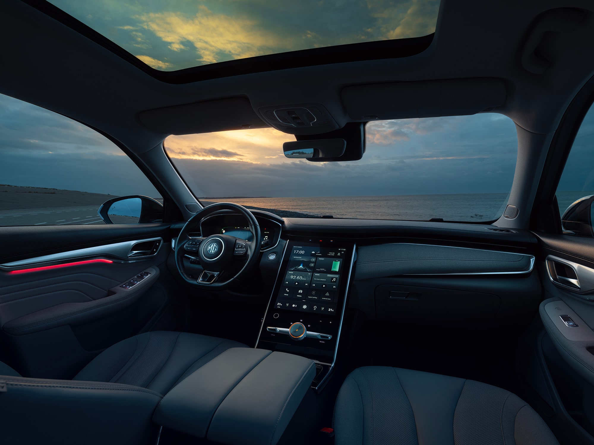 Image of a car's cabin and dashboard