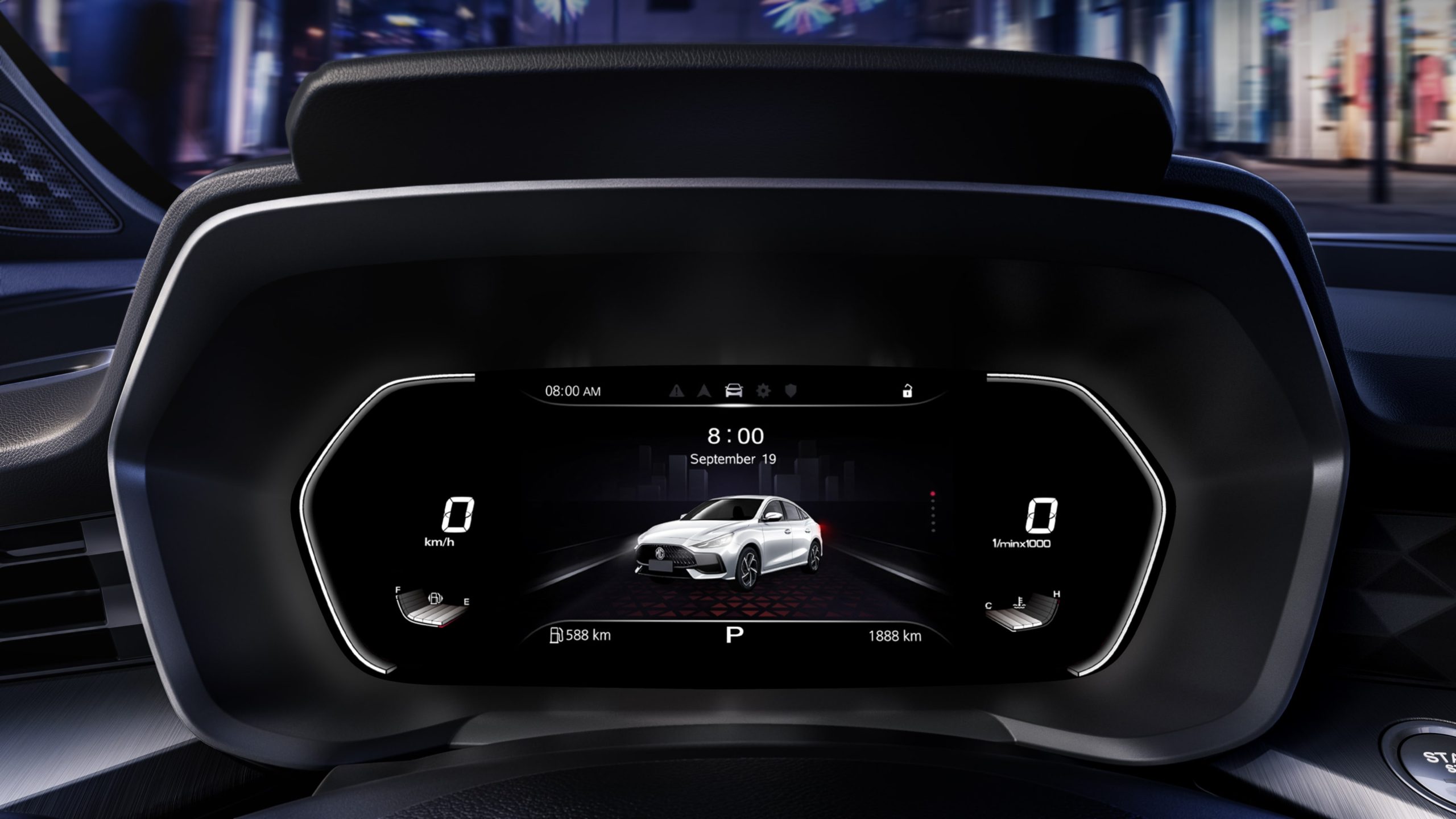 Image of the MG GT's TFT Multi-information Display