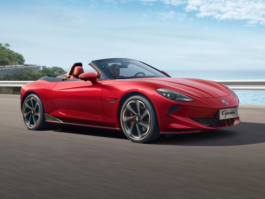 Image of a red MG Cyberster EV