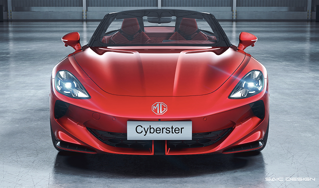 Image of a red MG Cyberster EV