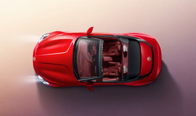 Overhead image of a red MG Cyberster EV