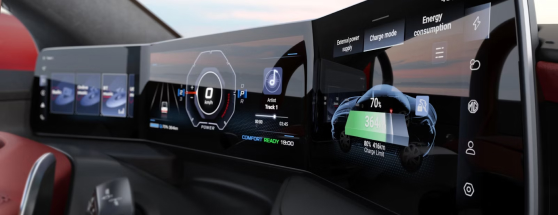 Dashboard of a MG Cyberster EV