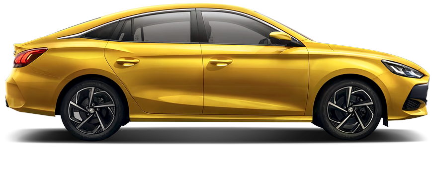 Image of side view of the yellow MG GT