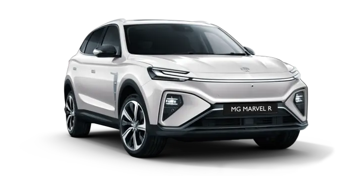 Image of a metallic white MG Marvel R